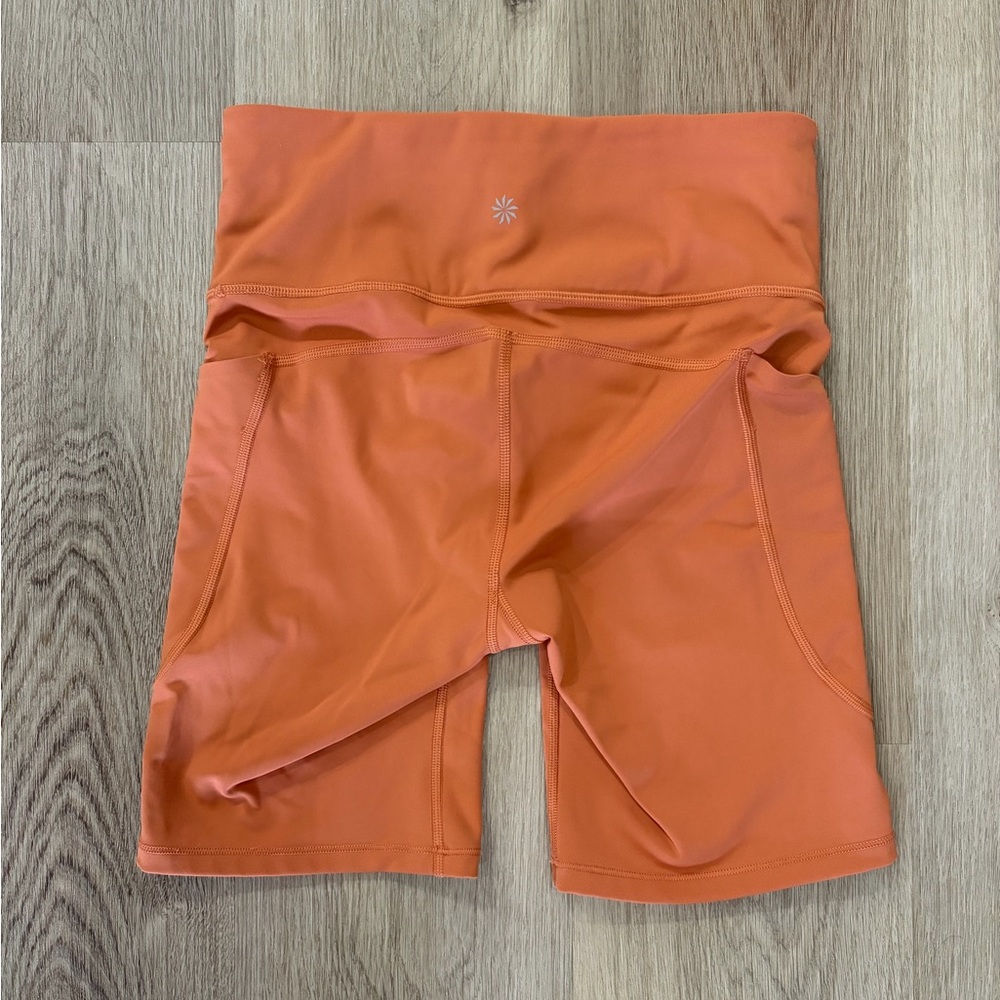 Athleta Women's Orange Bike Shorts - Picture 2 of 5